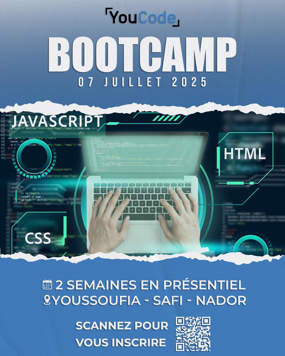 🚨 التسجيل مفتوح الآن! 🚨

Bootcamp مكثف للبرمجة على 3 مواقع مختلفة 🎯
تجربة 100% تطبيقية لدخول عالم التكنولوجيا 💻✨

📍 الناضور | آسفي | اليوسفية
📅 الأماكن محدودة… الأولوية للأسرع!

👉 سجّل الآن : docs.google.com/forms/d/e/1FAI…