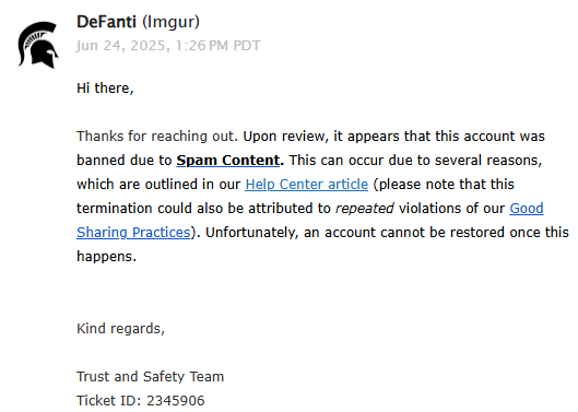 Rallozar's tweet photo. This image, titled 2D2D2D for its colour code, is the single image I posted publicly on @imgur, and it's what caused my account to be #banned. No explanation on how it broke any rules, just that it was flagged for "spam content". The fact this can't even be appealed is the worst. https://t.co/R7K8GV0Pp0