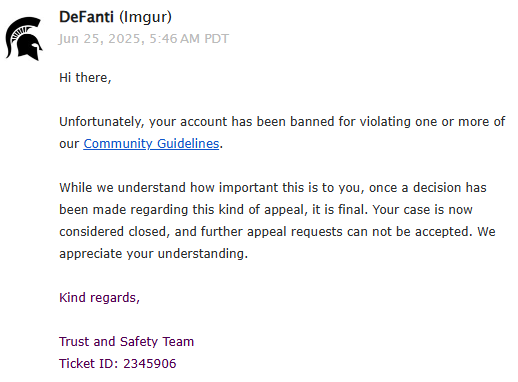 Rallozar's tweet photo. This image, titled 2D2D2D for its colour code, is the single image I posted publicly on @imgur, and it's what caused my account to be #banned. No explanation on how it broke any rules, just that it was flagged for "spam content". The fact this can't even be appealed is the worst. https://t.co/R7K8GV0Pp0