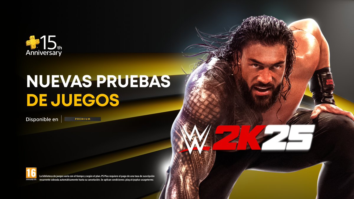 ¡Celebramos los 15 años de #PlayStationPlus! Accede ya a la prueba de juego gratuita de WWE 2K25 y disfruta de la acción encarnando a tu luchador favorito. ¡Pruébalo ya! bit.ly/PLUS15blg