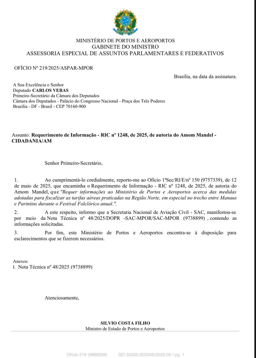 Os preços das passagens de avião de Manaus para Parintins durante o Festival Folclórico seguem sendo abusivas. Ou é normal um trecho, de menos de 1 hora custar CINCO MIL REAIS? Esse é um verdadeiro descaso, como tudo que é para o povo do Norte. 

O ministro de Portos e Aeroportos