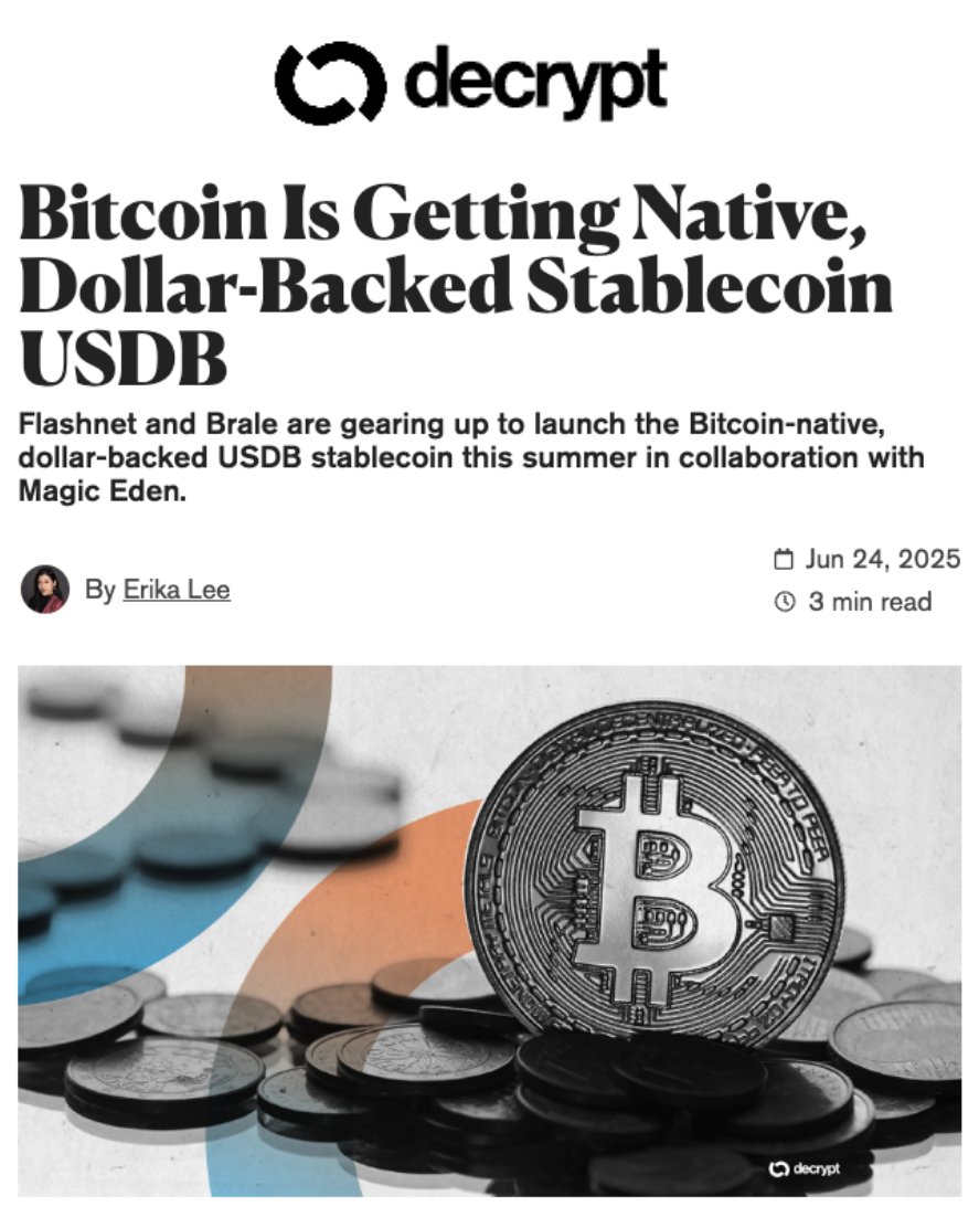 HUGE news for Bitcoin just dropped but you probably missed it

The first Bitcoin Stablecoin is here

- 100% native BTC. No wrapping/bridging
- FIRST fully US-regulated, real T-Bills
- Instant &amp; free transfers <a href="/spark/">Spark</a> 
- IRL payments with Lightning

Issued by <a href="/brale_xyz/">brale</a> <a href="/flashnet/">Flashnet</a>.