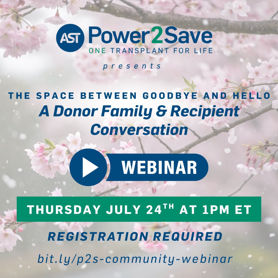 Join us for a powerful conversation on life, loss, and the gift that connects them.

This dialogue invites providers, patients, and families to connect with the heart of what donation truly means.

Registration required: bit.ly/p2s-community-…