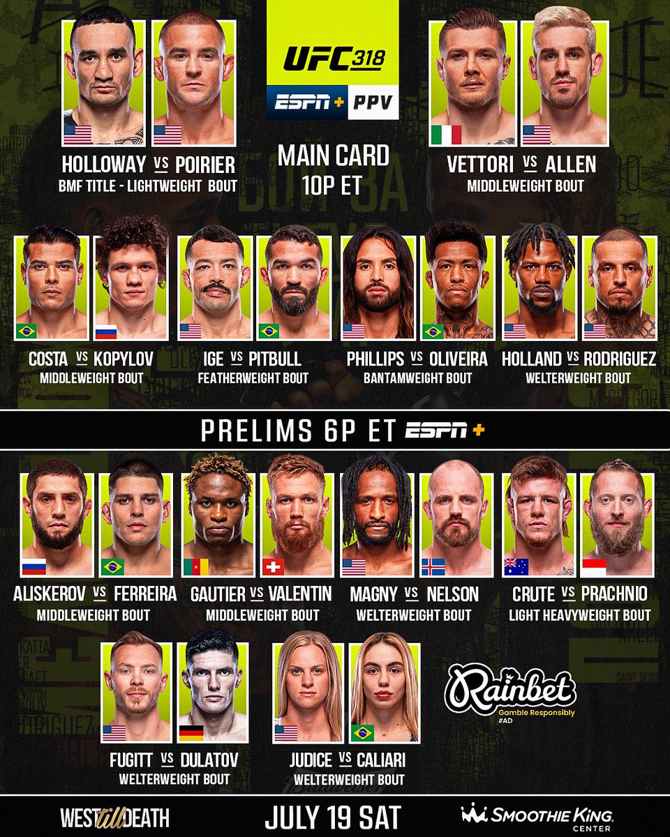 #UFC318 is officially STACKED 💎
#ufc #mma #dustinpoirier