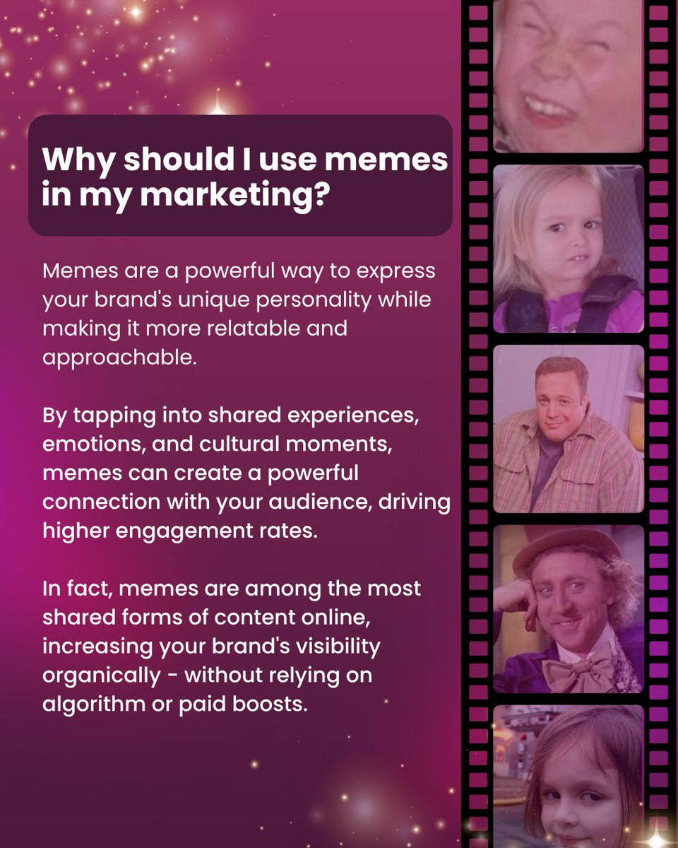 Cat_Marketing's tweet photo. Harness the power of #meme marketing! ✨ 

Memes are a creative and engaging way to showcase your brand's personality, making it relatable and fun. 

Ready to turn memes into #marketing and watch your brand's engagement soar? https://t.co/WLaPP9BEBI