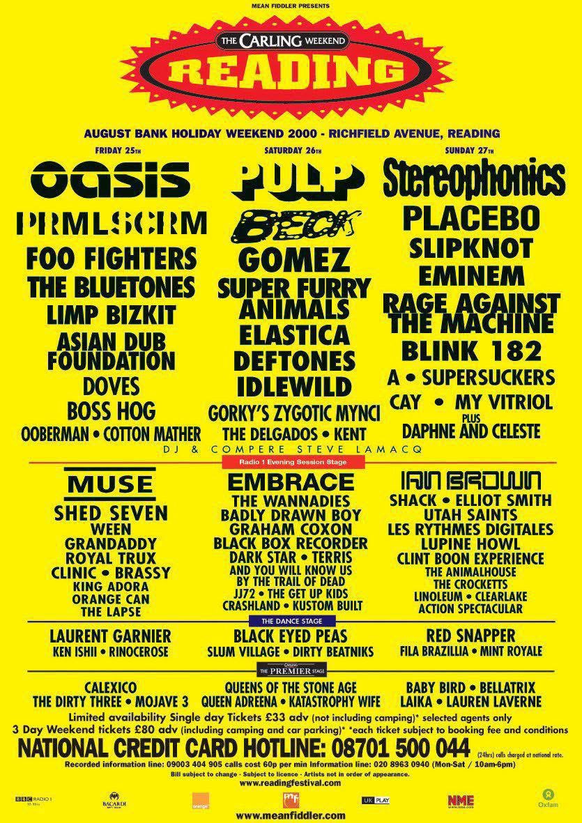 liamgfansclub's tweet image. Oasis at Reading Festival 2000. What a line-up 👏