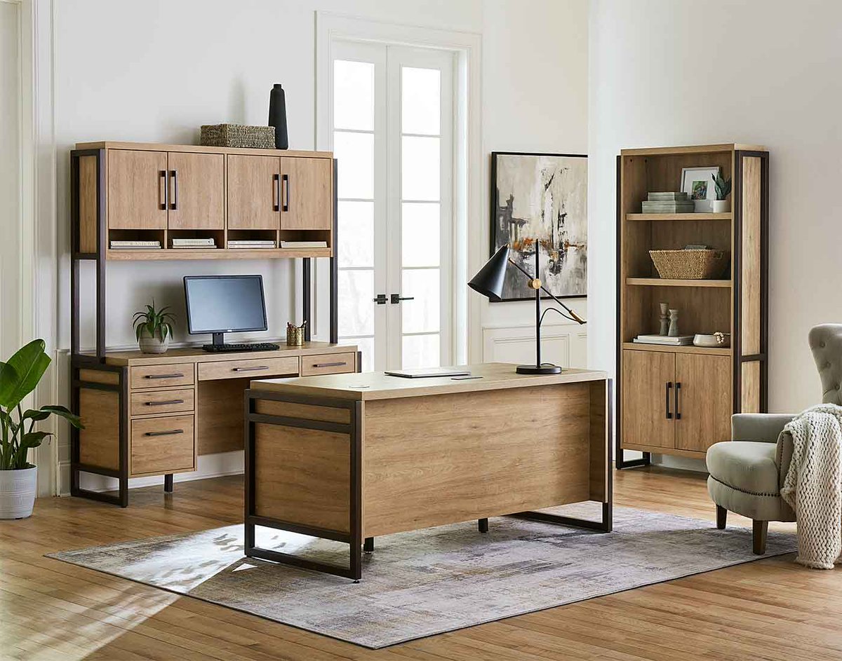 Our best-selling #MasonOfficeCollection. Crafted with a natural wood-look thermal fused laminate, this collection offers the warmth and texture of real wood with the resilience to withstand daily wear. 
#martinfurniture
#freshdesigns