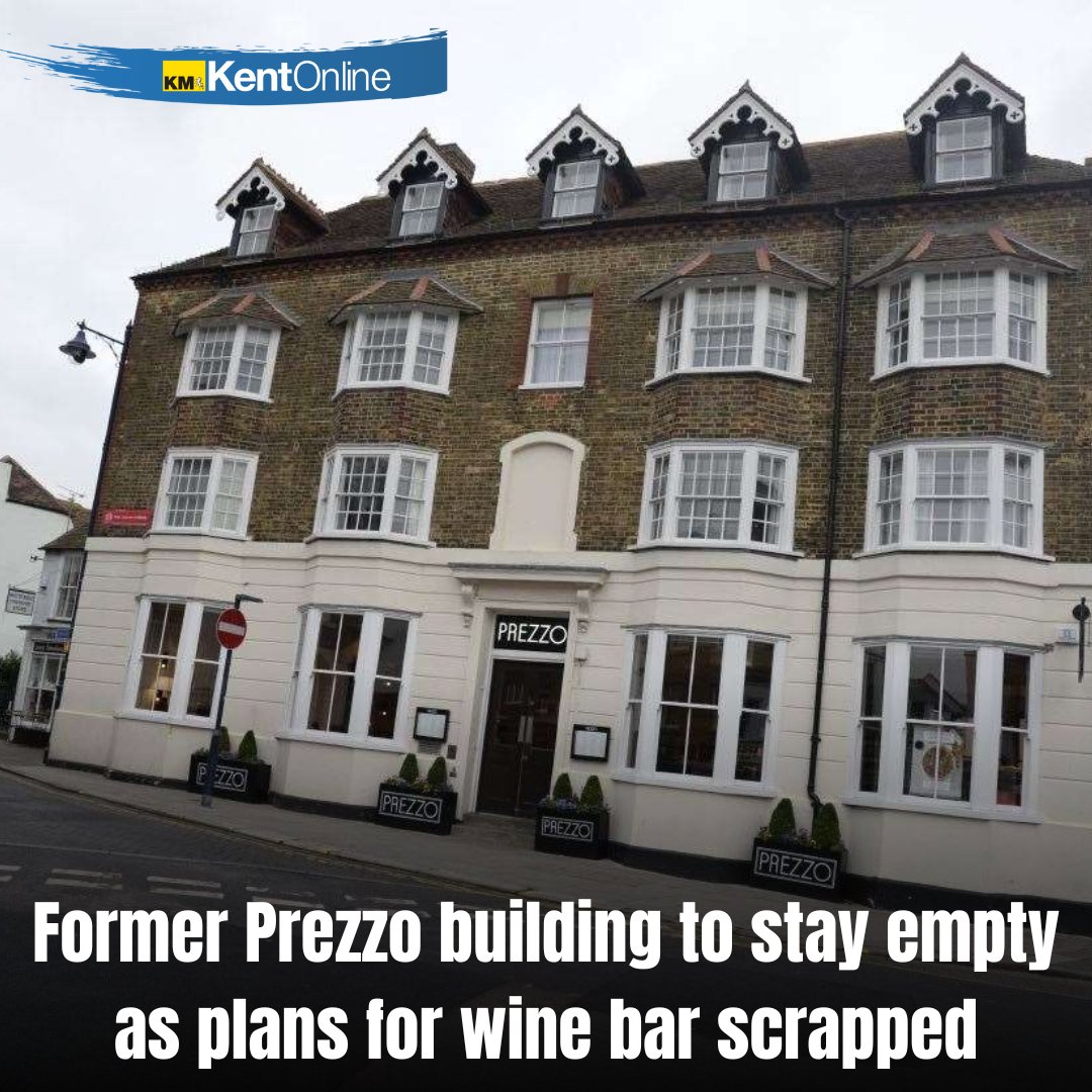 A former Prezzo restaurant will stay empty for the foreseeable future after bosses put a cork in plans to turn it into an Italian wine bar. Full story: kentonline.co.uk/whitstable/new…