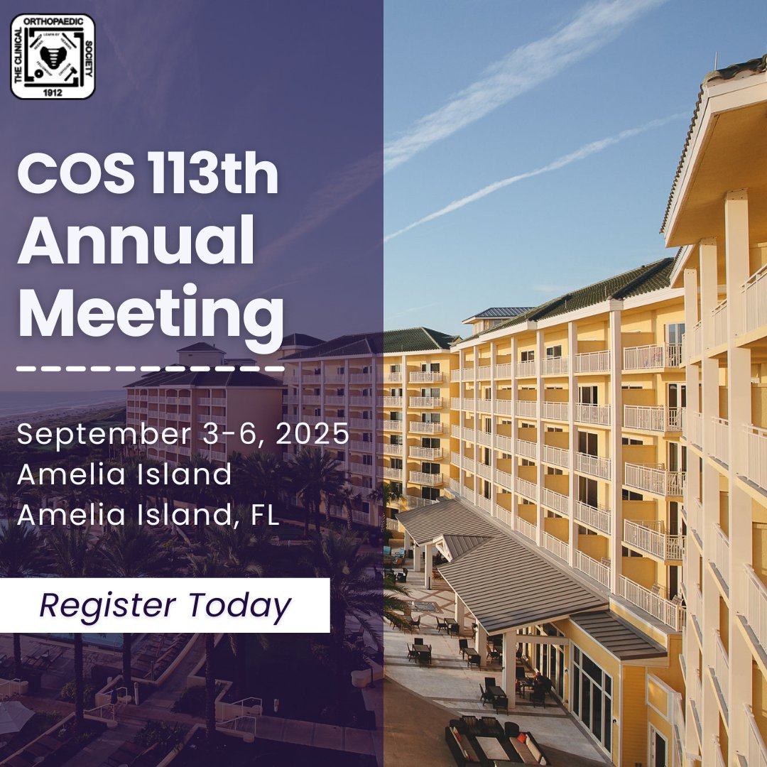 ClinicalOrtho1's tweet image. Register for the COS Annual Meeting today and invest in connection, growth, and ocean views. bit.ly/436T3Ey
#COS2025 #Orthopaedics #Ortho #OrthoConference