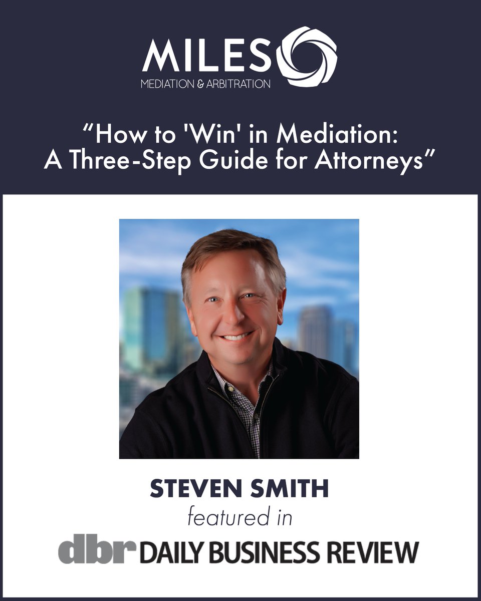Congratulations to mediator Steven Smith, whose article on mediation was published in the <a href="/dbreview/">Daily Business Review</a>. Read here: bit.ly/3G2H8yx

#MilesAboveTheRest #mediation #ADR