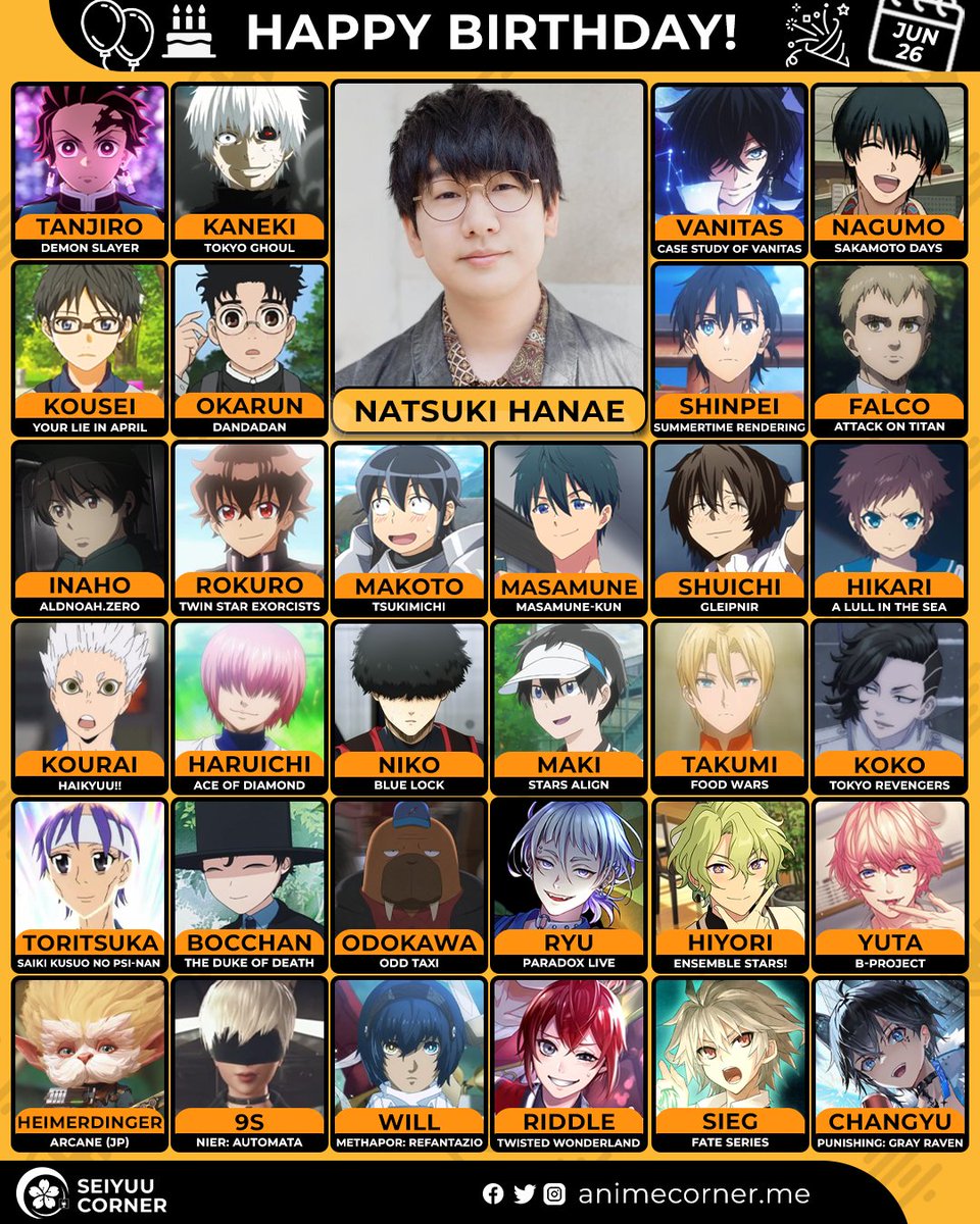Happy 34th birthday Natsuki Hanae! 🎉

Let's wish him all the best <a href="/hanae0626/">花江 夏樹</a> 

#NatsukiHanae #花江夏樹