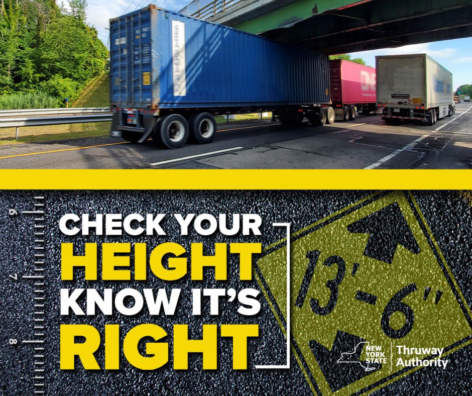 Driving a truck 🚚? Check your height and know it's right!

Each time a vehicle hits a bridge, it's not just inconvenient; it's a safety risk, causes delays, and is expensive for everyone. GPS doesn’t know your height. You should! 🚧📏
