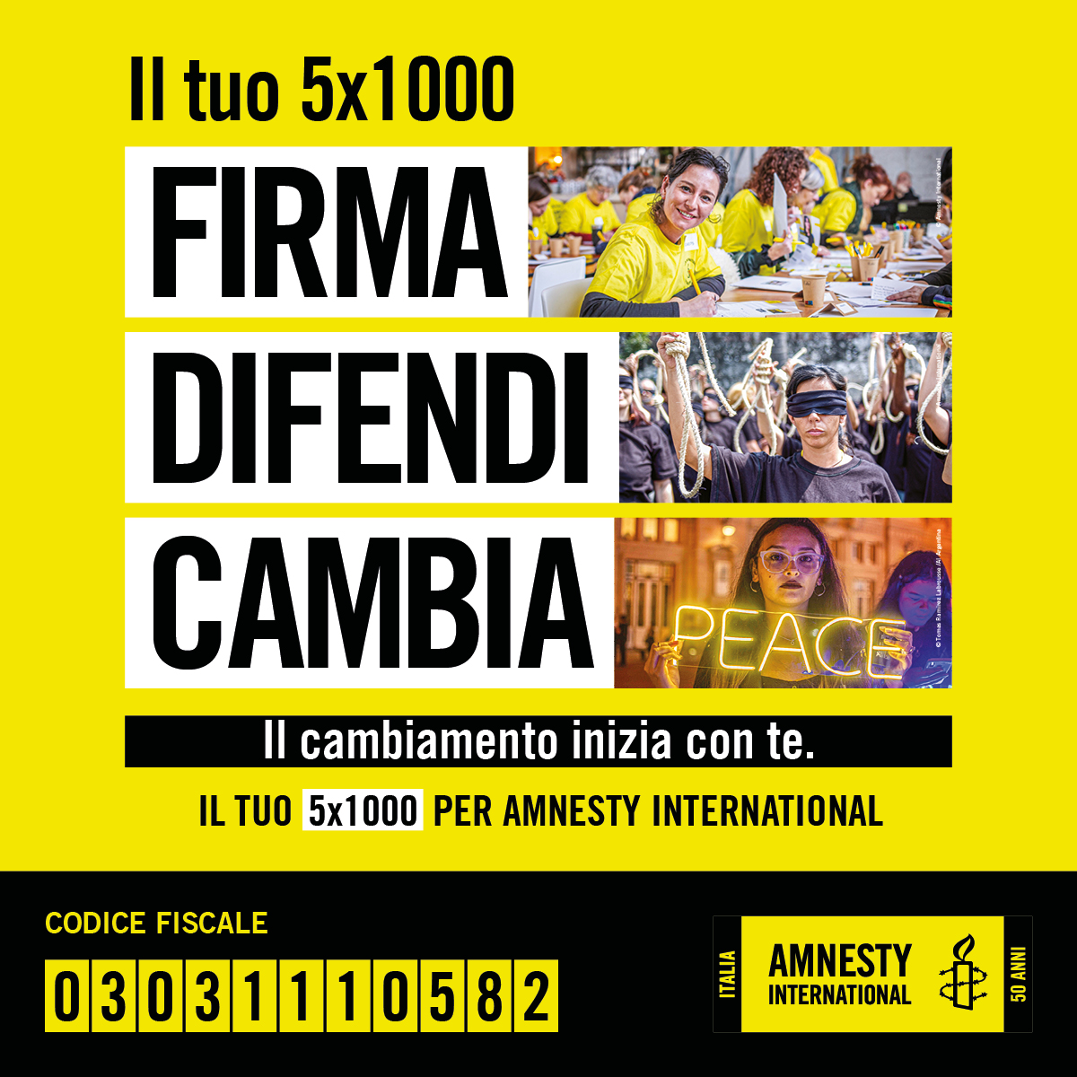 Il cambiamento inizia con te 
FIRMA DIFENDI CAMBIA 
Il tuo 5x1000 per Amnesty International 
Codice fiscale: 03031110582
#Novara 
<a href="/amnestyitalia/">Amnesty Italia</a> <a href="/AmnestyPiemonte/">Amnesty International - Piemonte VdA</a>