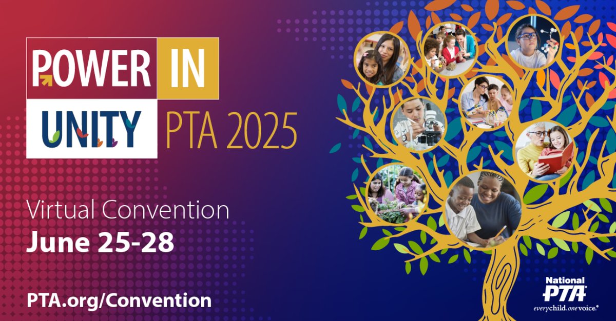 It's officially convention time! If you haven't already, check your email for additional information on Power in Unity PTA 2025 Virtual Convention and login to the Accelevents portal to get started. We'll see you online soon!
