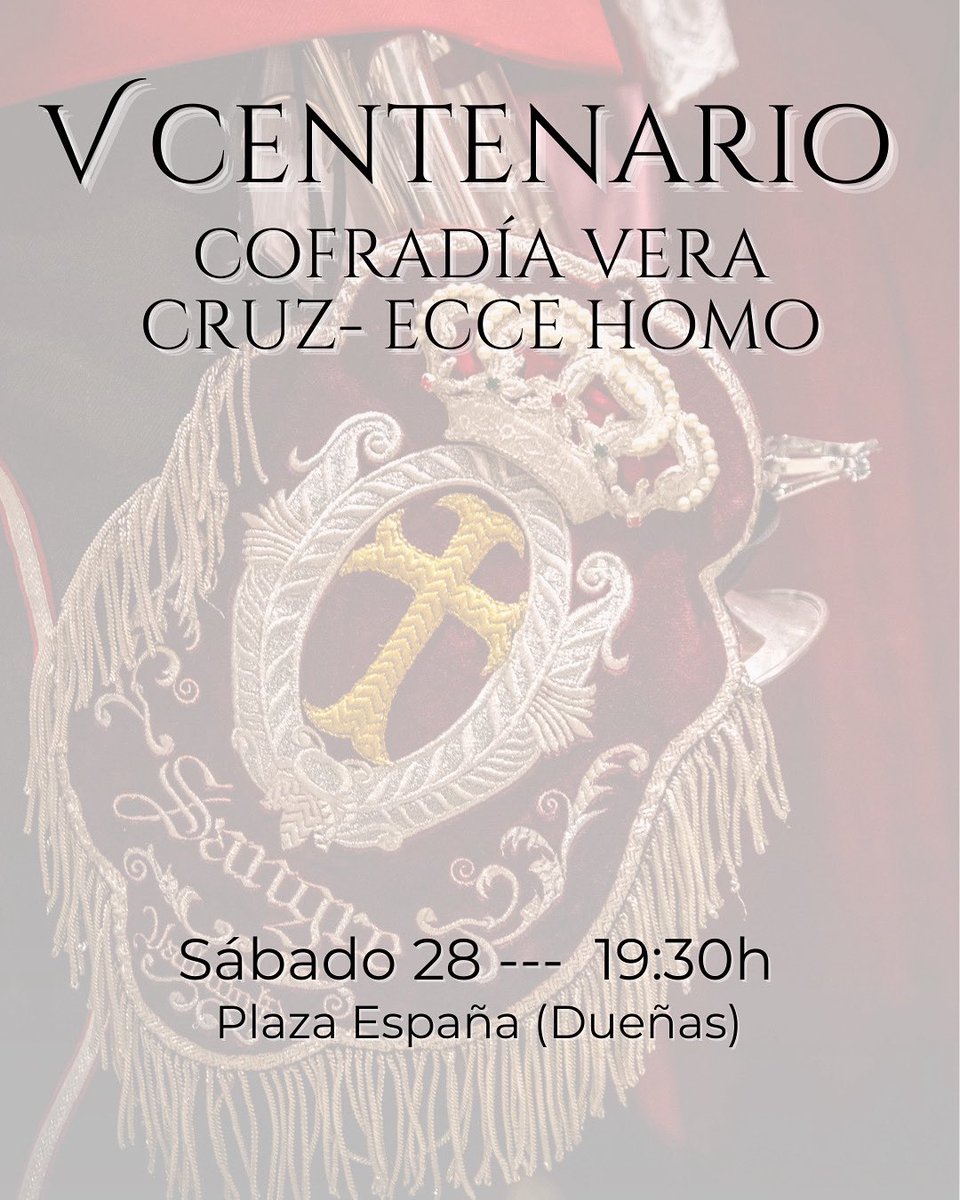 CERTAMEN | Este sábado 28 de junio, a las 19:30h, nos vemos en la Plaza España de Dueñas junto a la Banda Santísima Trinidad de Palencia para conmemorar el V centenario de la Cofradía De la Vera Cruz y Ecce Homo de Dueñas. 

#SuenaLaSangre