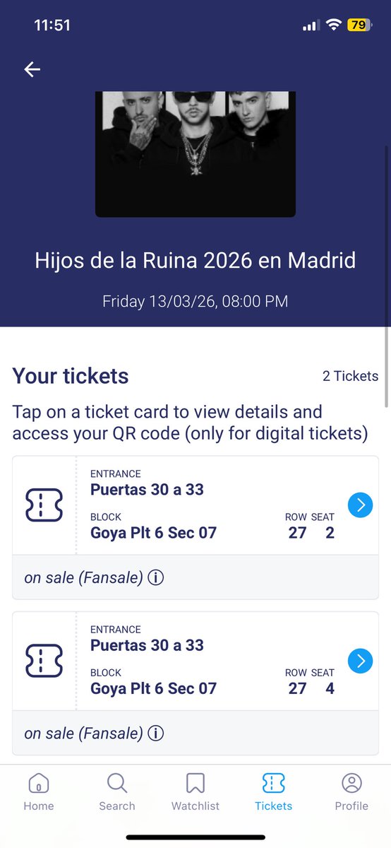 Supermario0603's tweet photo. Vendo 2 entradas para Hijos de la Ruina en el Movistar Arena Madrid (conseguimos otro sector) viernes 13/03/2026, precio original 49,5€ c/u se pueden transferir por app y están también en fanSALE (pero añaden comisión) enlace: https://t.co/dqkUBNMPdV
HDLR Natos Waor Recycled J https://t.co/wtQywsNjVR