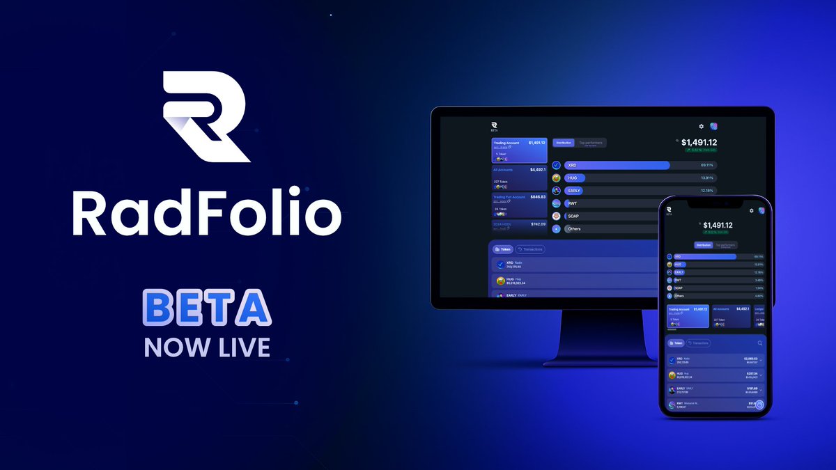 radfolio's tweet photo. 1/ 🧭 Attention Radix users:
We're excited to launch the RadFolio Beta – a sleek, modern portfolio manager built exclusively for the Radix ecosystem.
 📡 Real-time. Multi-account. Minimal. No distractions.
👇 Here’s what it does – and what’s coming next: https://t.co/nto7iKUnFs