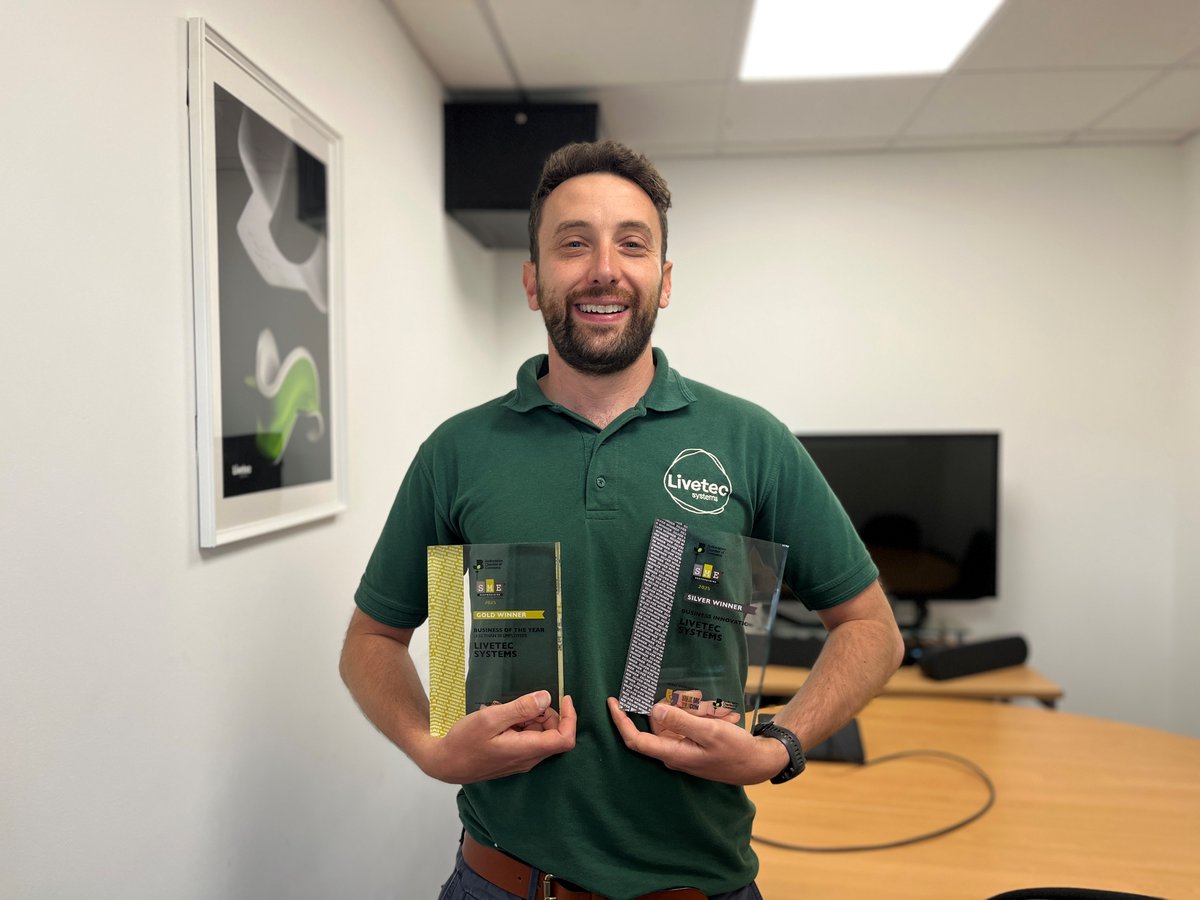 Congratulations to our tenant '<a href="/Livetecsystems/">Livetec Systems Ltd</a>' who won the Silver Award for 'Business Innovation' and also Gold Award for 'Business of the Year less than 50 Employees' at the Bedfordshire Chamber of Commerce SME Bedfordshire Business Awards 🎉