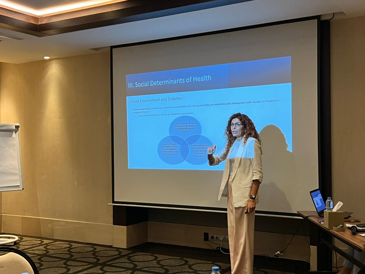 HPDC_AUB's tweet image. Part of the NCD Project, Dr. Mona Osman led a training session on Self Management.