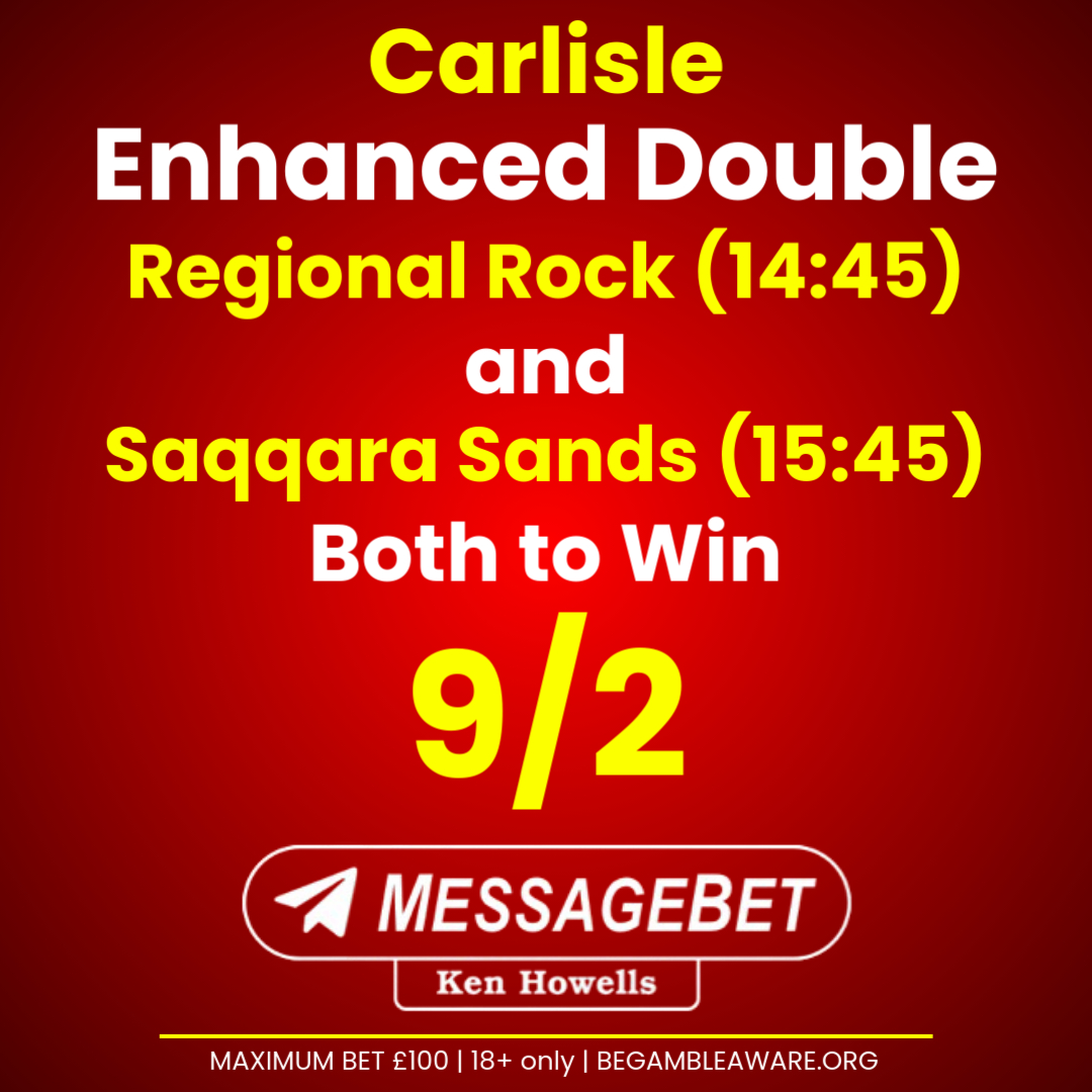 KenHowells_'s tweet photo. 🏔️ CARLISLE ENHANCED DOUBLE! 🏔️
Regional Rock &amp; Saqqara Sands
BOTH TO WIN @ 9/2! 🏇🌵
✅ Max stake £100
✅ New &amp; eligible customers
✅ 18+ only
⚠️ Gamble responsibly – https://t.co/JDRJyBjedo

🎯 Bet now: https://t.co/0ERzt372Co
#RacingBoost | #Carlisle | #BeGambleAware https://t.co/zvm5gzASMN