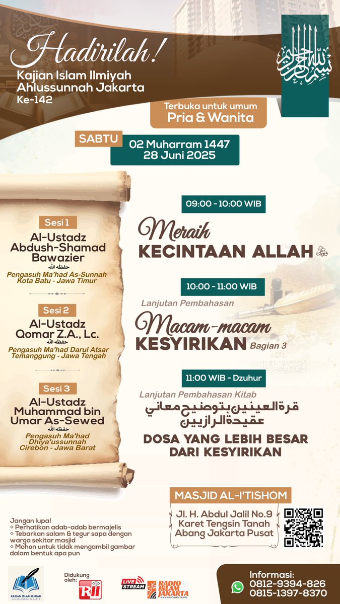 faedahilmiah's tweet photo. Silakan datang. Semoga Allah mudahkan.

Note: mohon untuk tidak mengambil gambar dalam bentuk apapun agar belajar kita lebih ikhlas dan khusyuk, in syaa Allah https://t.co/xTAIuxrfWE