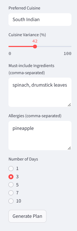 VaibhaviPai15's tweet photo. Say goodbye to "what to eat today?"
Built a personalised meal-planner + recipe finder that takes preferred cuisine, location, allergies, and ingredients(in your fridge, perhaps?).
DM for access.
#smartmealplanning #10daysofAI #dailytooldrop https://t.co/7XlSPG6xsh