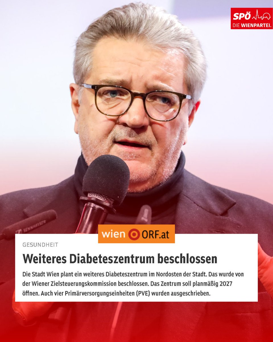 Wir arbeiten konsequent an der besten Gesundheitsversorgung für alle: Mit dem neuen Diabeteszentrum im Nordosten der Stadt, sowie den 4 neuen beschlossenen PVEs in Liesing, Donaustadt, Floridsdorf &amp; Favoriten investieren wir in den Ausbau regionaler Gesundheitszentren.