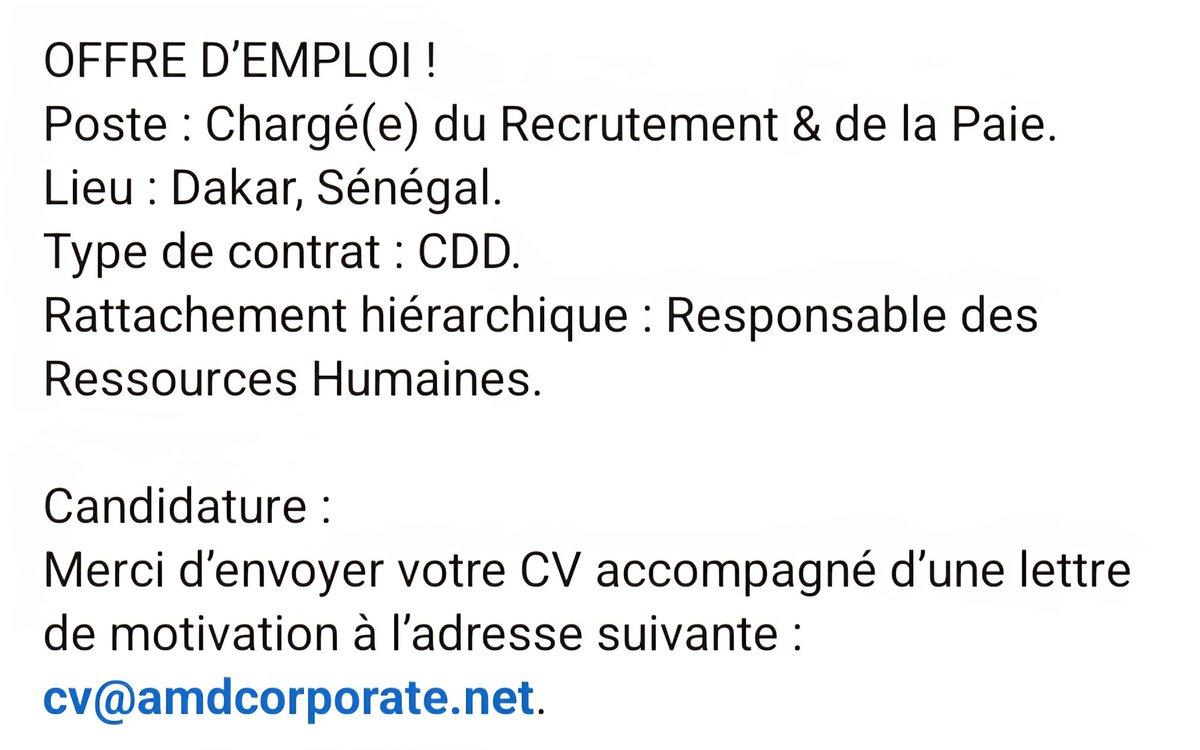 Salam Fam
Charge recrutement &amp; paie
#afterpro #recrutement