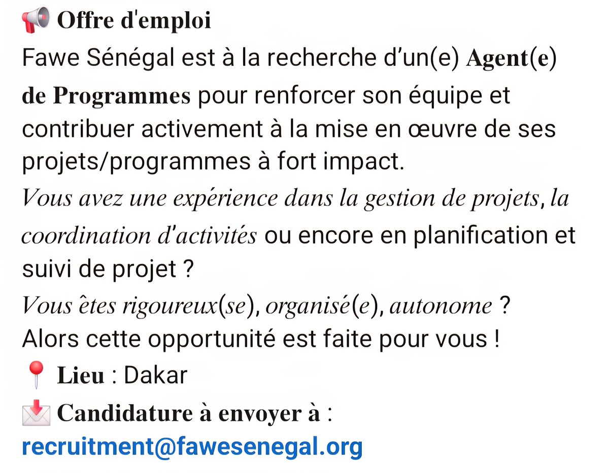 Salam Fam
Chargé Prpgrammes 
 #afterpro #recrutement