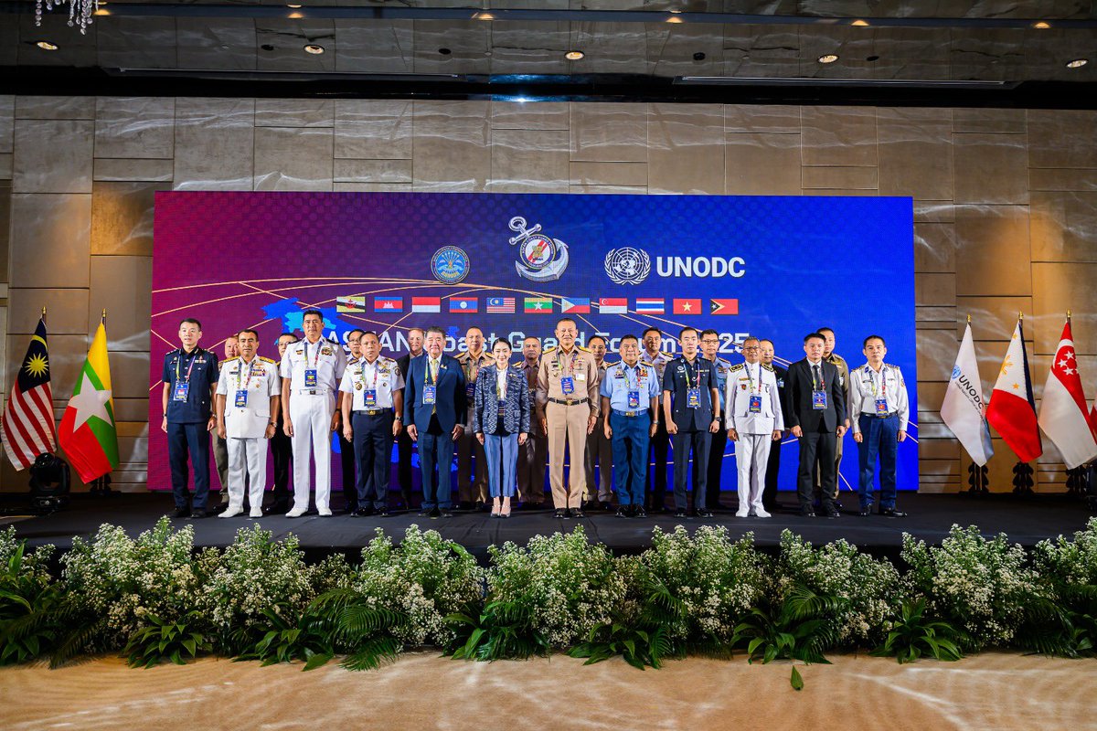 UNODC_BMB's tweet photo. @UNODC_MCP supported the 4th ASEAN Coast Guard Forum in Pattaya, opened by PM Paetongtarn @ingshin, Director of @Thai_mecc. ASEAN states continue to build mechanisms for trust-based maritime cooperation and coordination. #ACF2025 https://t.co/s0PwIf2gMs
