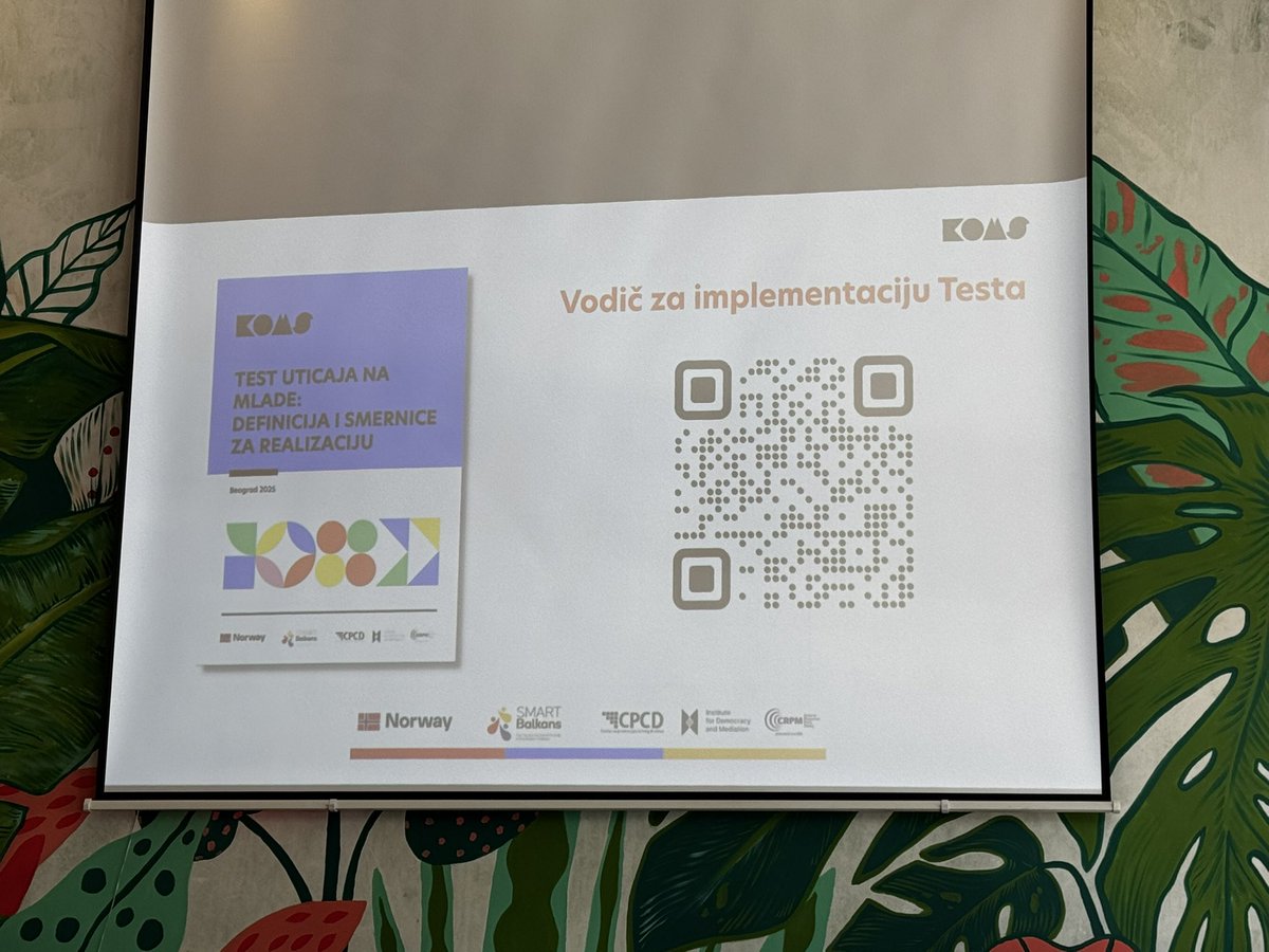 CentarOnline's tweet image. Danas sa @KOMSmladi o “Testu uticaja na mlade” (Youth test), zaključcima sa konsultacija sa mladima i kako Test oblikuje ravnopravnost i mlade 🗣️

🔍 Youth Test je alat za procenu kako nove politike utiču na mlade – sada i u budućnosti.

#KOMS #Mladi #YouthTest