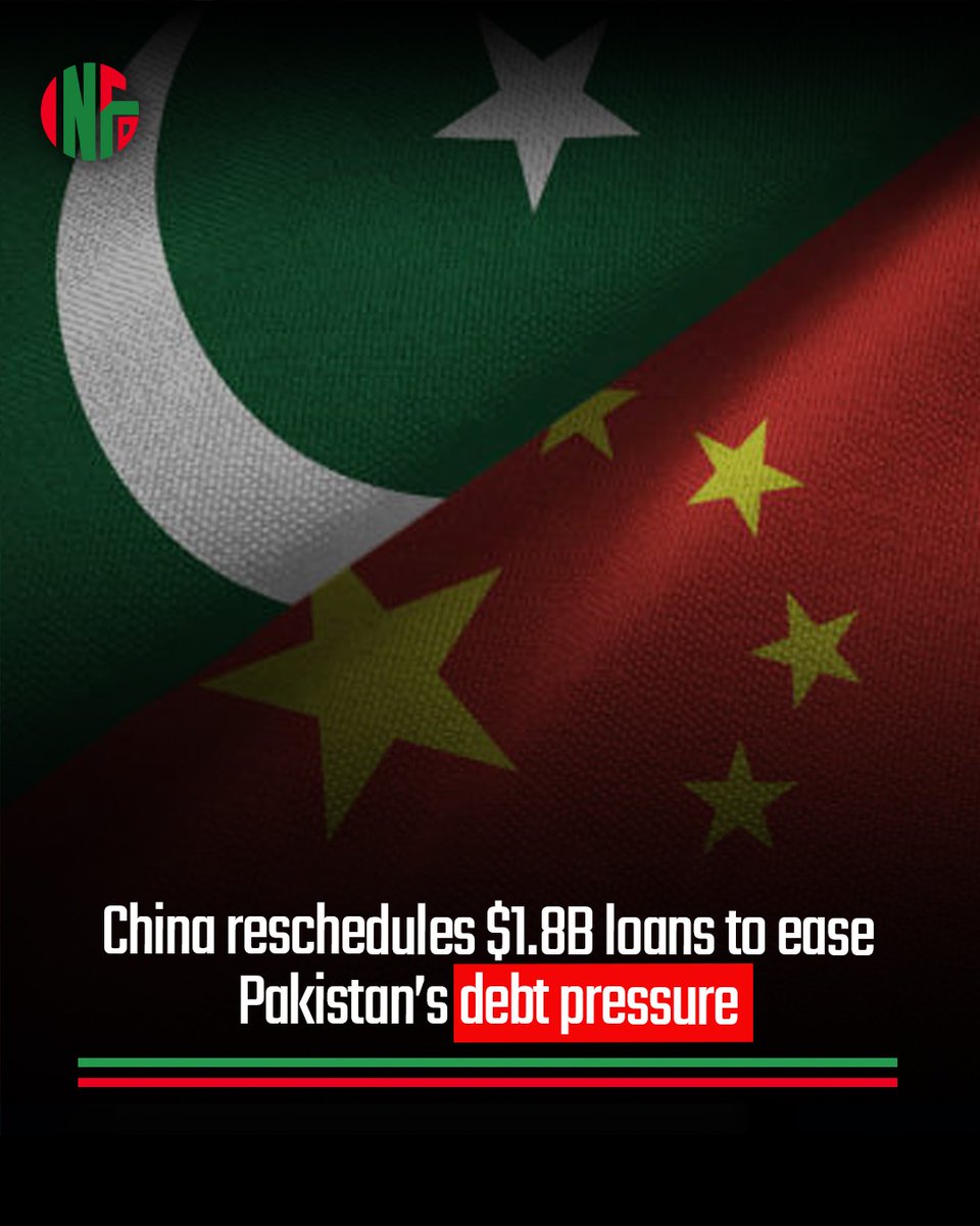 Infodor_pk's tweet photo. China has agreed to reschedule $1.8B in concessional loans to help Pakistan meet IMF benchmarks and avoid default. The two-year relief plan boosts reserves and supports economic stability amid major external debt challenges.
#ChinaPakistan #DebtRelief #IMFProgramme https://t.co/u4MQeHAEAJ