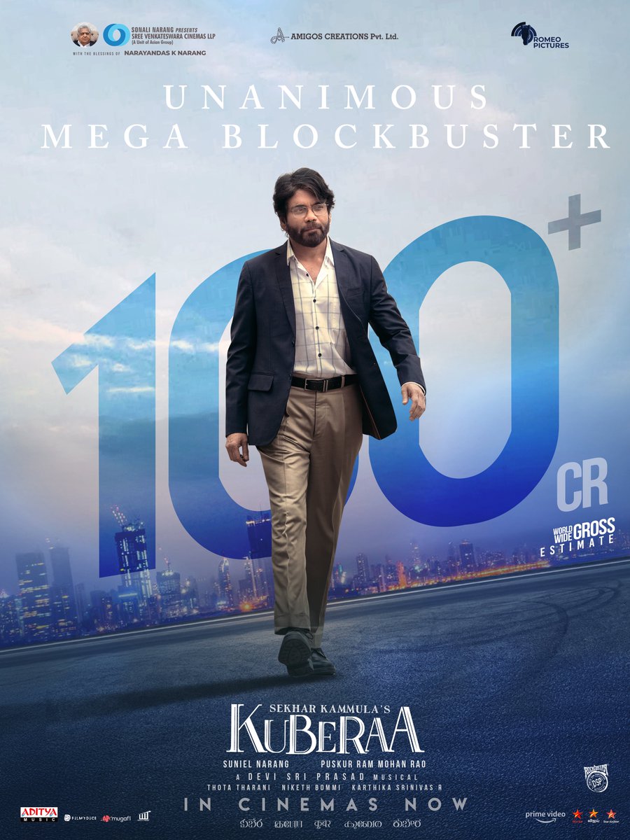 Wealth. Wisdom. And now... ₹100+CR worth of WAVE 🌊

#Kuberaa rules with a grand century at the box office.🔥

Book your tickets now: linktr.ee/KuberaaTickets 

#Kuberaa
#BlockBusterKuberaa  
#SekharKammulasKuberaa #KuberaaInCinemasNow