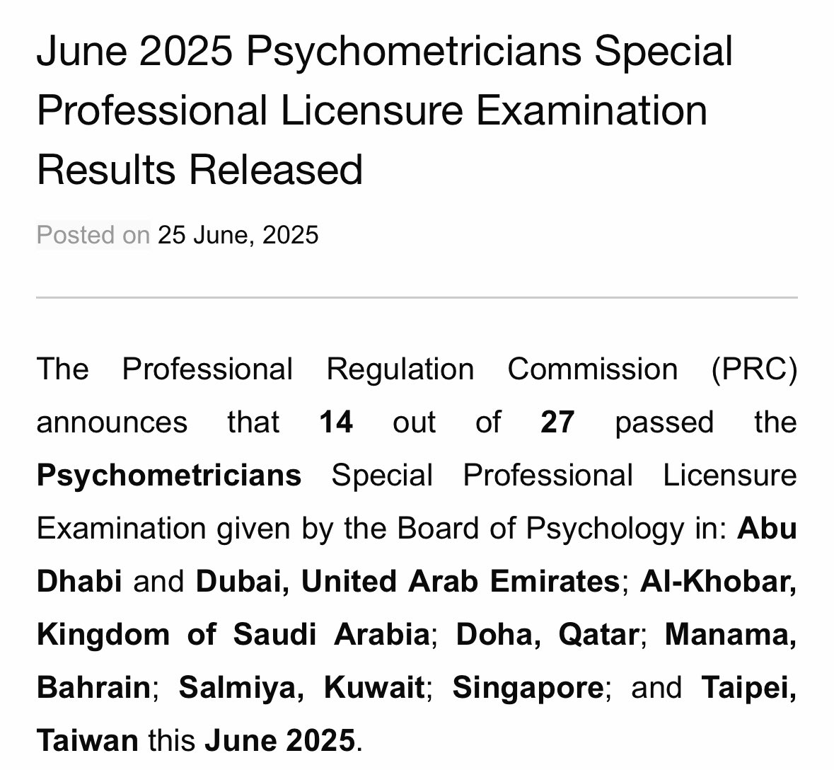 01jojobaoil's tweet photo. Congratulations to the 14 newly minted psychometricians who passed the SPLE for Psychometricians overseas!

Next na ang ating September 2025 BLEPP takers! Fighting!
#BLEPP2025 https://t.co/OrDnjjqfAs