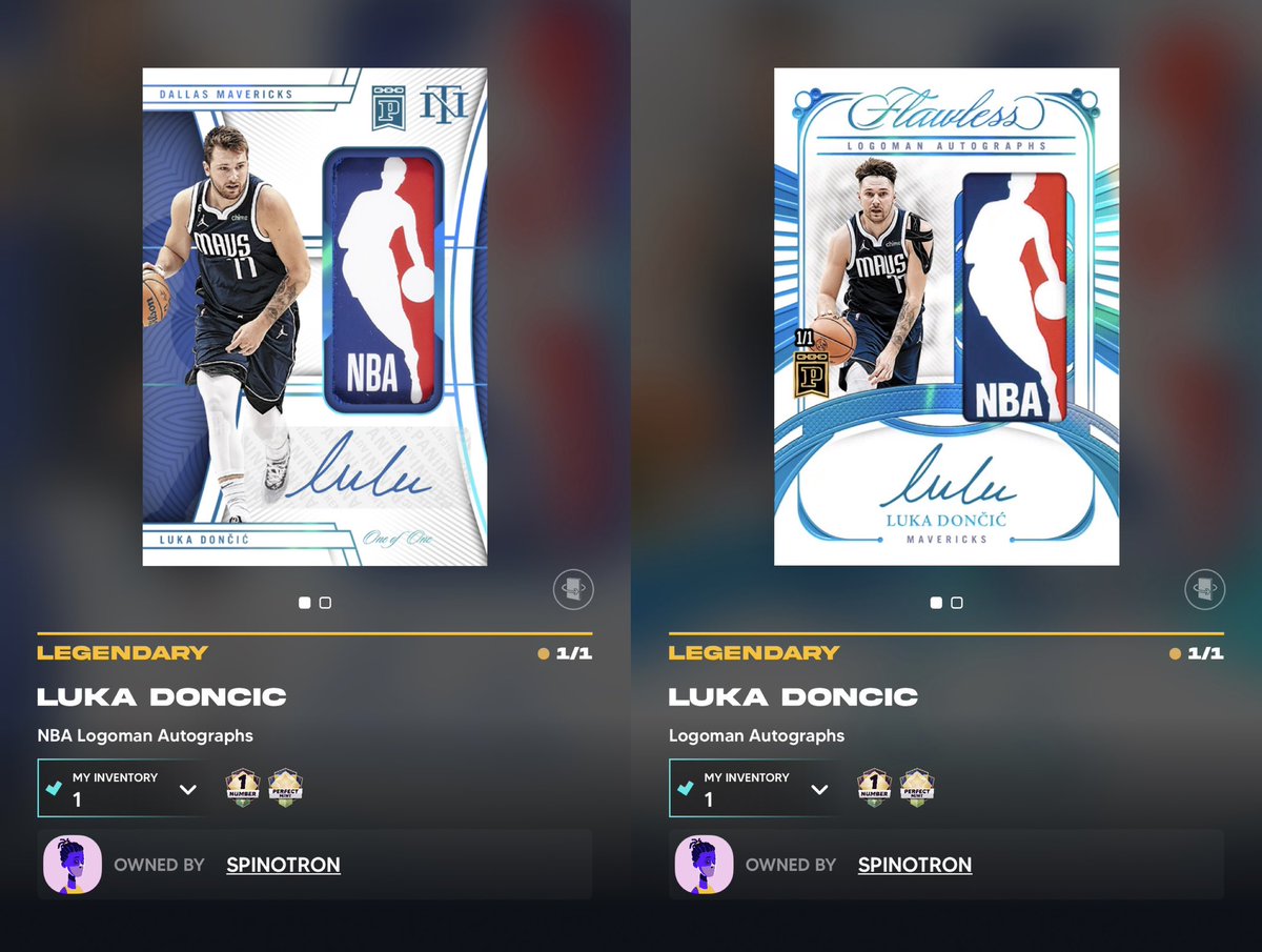 Both big market Celtics+Lakers got new ownership. Luka⚔️Tatum will be NBA’s storyline for next 10 yrs.

Luka logoman auto 1/1 (AL) were saved for #PaniniBlockchain (Dutch) post rookie, until recently.

Left NT BC is 1st such w/o non-auto variation.

Right is only Flawless AL BC.