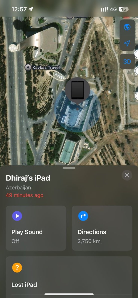 Abhas Halakhandi (@abhashalakhandi) on Twitter photo My friend <a href="/dhirajbansal88/">Dhirajbansal</a> recently visited Baku and, by mistake, left behind an Apple iPad and Samsung Tablet at the security check.
Current location of the iPad is showing at Baku Airport Police Station (Pic attached)👇
He had travelled via <a href="/airarabiagroup/">Air Arabia</a>, which has advised us My friend <a href="/dhirajbansal88/">Dhirajbansal</a> recently visited Baku and, by mistake, left behind an Apple iPad and Samsung Tablet at the security check.
Current location of the iPad is showing at Baku Airport Police Station (Pic attached)👇
He had travelled via <a href="/airarabiagroup/">Air Arabia</a>, which has advised us