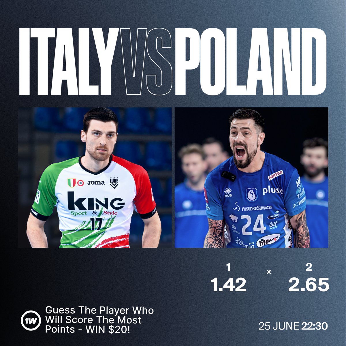 🏐 GUESS THE TOP SCORER

Think you know who will score the most points?

1.Drop your pick + 1win ID in the comments
2. Like and Repost this post
3. One winner gets $20!

🔗mssg.me/1win.pro | #1win | #VolleyballQuiz | #ItalyPoland