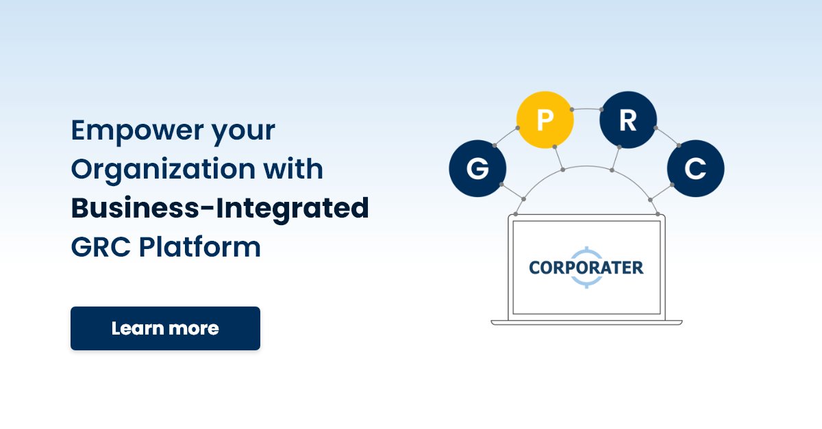 Corporater's tweet image. Business-Integrated GRC software for a holistic management of Governance, Performance, Risk, and Compliance.

Learn more - corporater.com/platform/?cmc=…

#GPRC #GRC #BusinessTools #BusinessManagementPlatform #Corporater