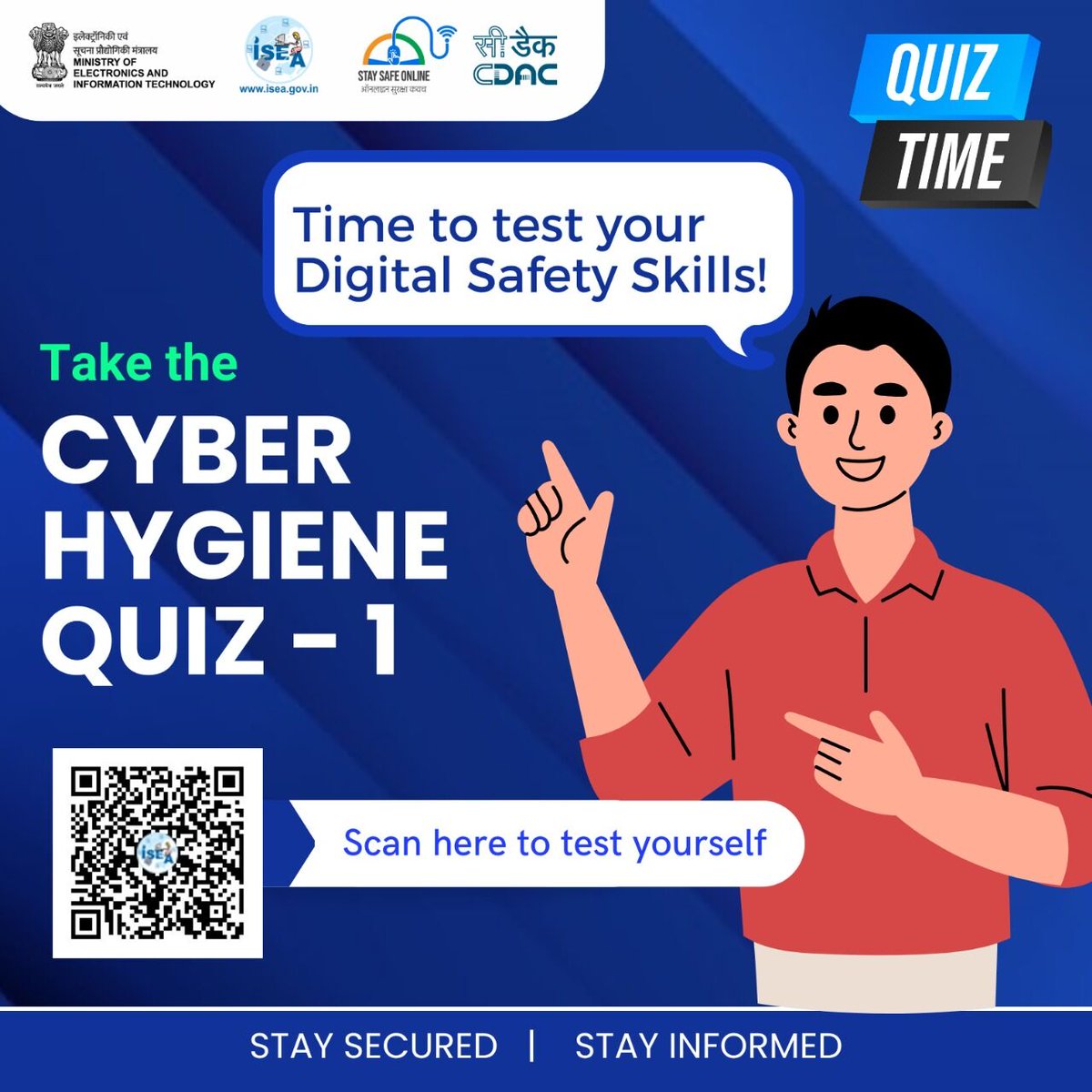 SSOIndia's tweet image. #CyberHygiene
🧠 Ready for a Cyber Challenge?
Think you’re digitally smart? Take the quiz and find out now! 🔍💻

#CyberQuiz #DigitalSafety #CyberAwareness #StaySecureOnline #CyberSmart #OnlineSecurity  #TestYourSkills #SafeBrowsing #CyberAlert

@GoI_MeitY @_DigitalIndia…