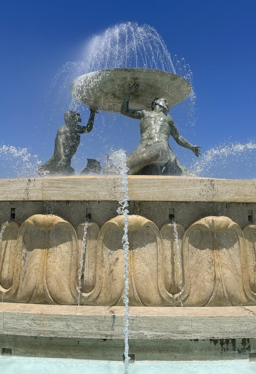 At the Triton Fountain in Valletta, Malta - to put Malta into perspective Malta is 0.82 times as big as the Isle of Wight at approx 122 square miles compared to 150 square miles but it’s population is approximately 545,400 compared to 142,000