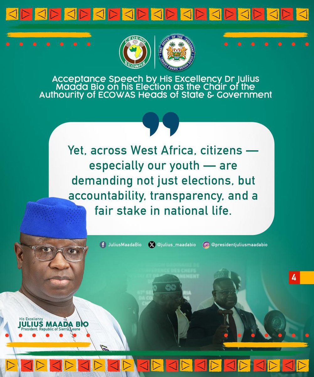 As Chairperson of the Authority of Heads of State and Government, I reaffirm my commitment to advancing our shared interests and strengthening <a href="/ecowas_cedeao/">Ecowas - Cedeao</a>.