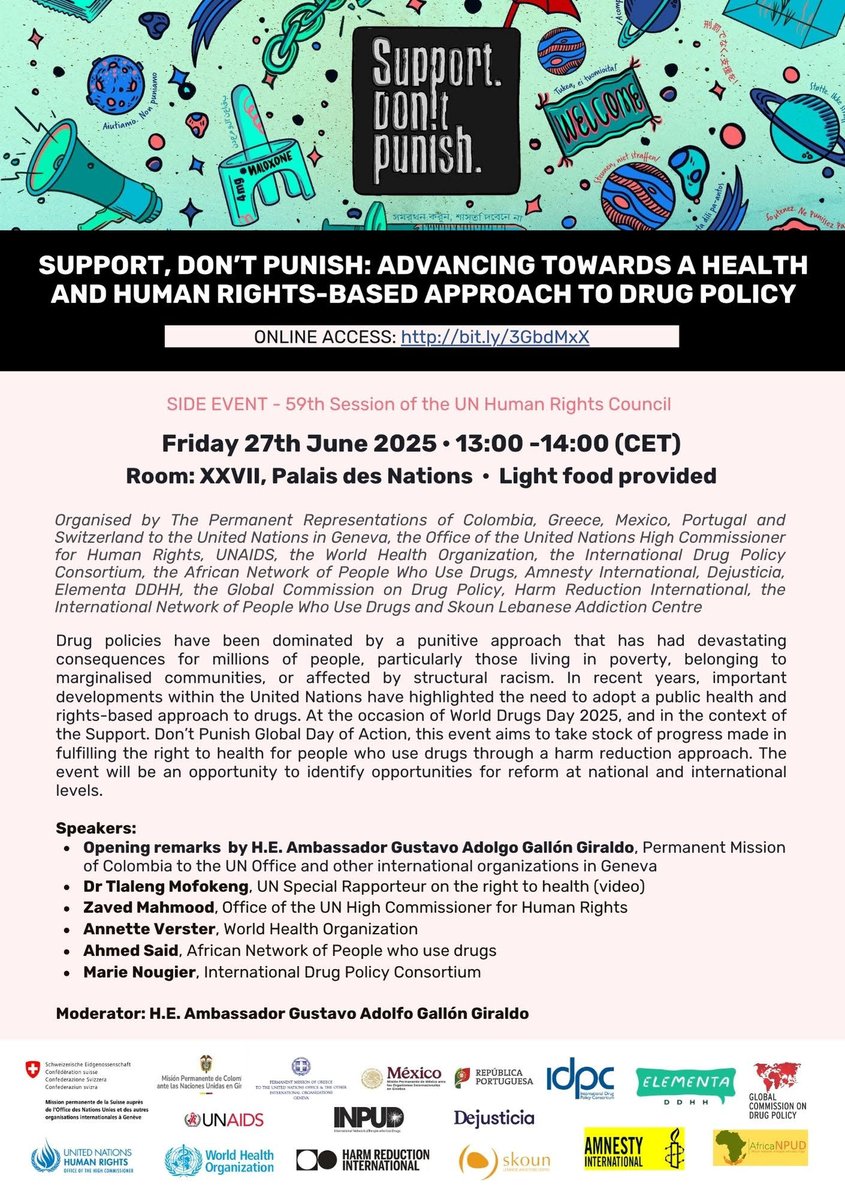To commemorate the global day of action towards supporting communities who use drugs, join us for this very timely conversation with <a href="/IDPCnet/">IDPC</a>:
"Support Don't Punish: Advancing Towards a Health &amp; Rights-Based Approach to Drug Policy"
bit.ly/3GbdMxX
#SDP #SDP2025