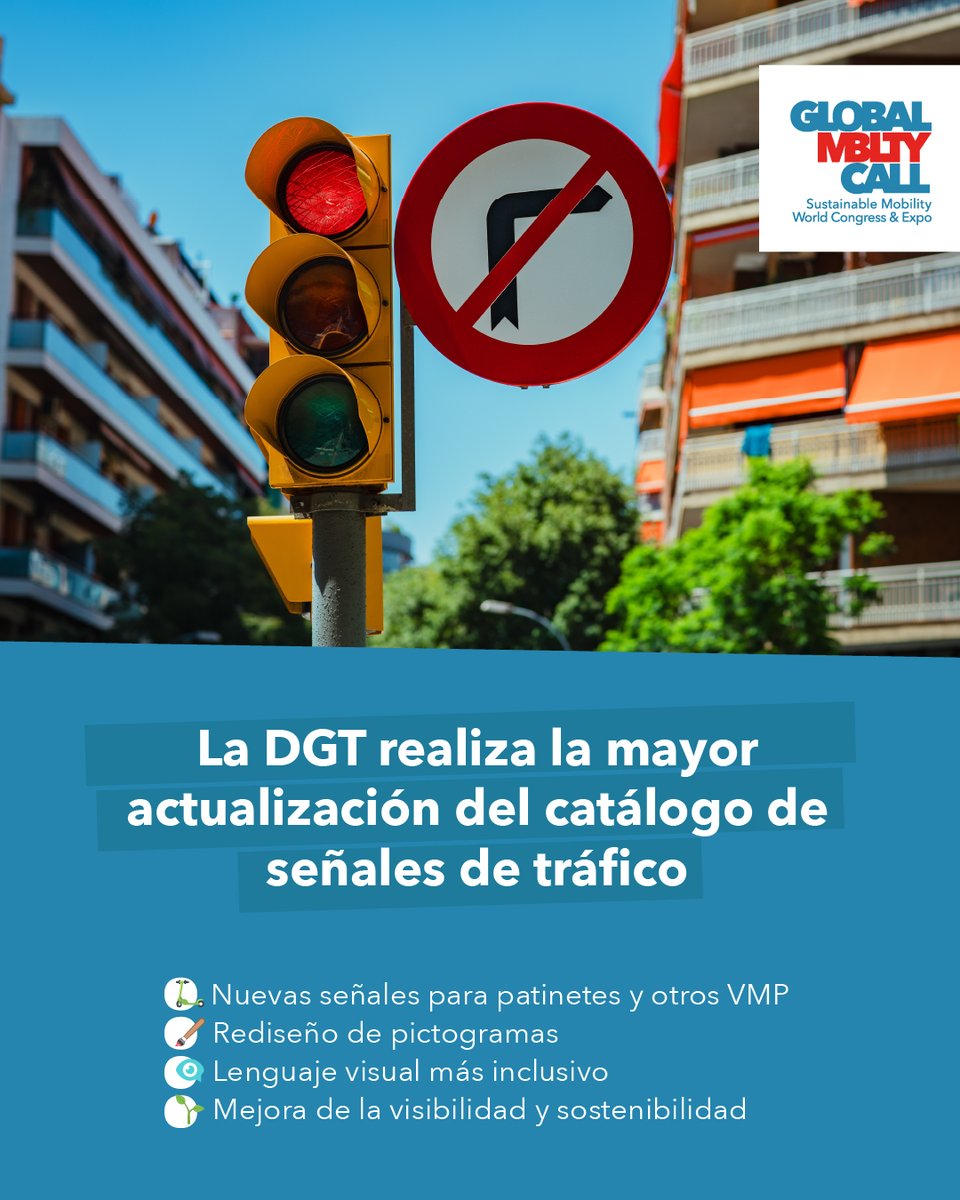 Global Mobility Call (@globalmobcall) on Twitter photo 🚦 La <a href="/DGTes/">Dir. Gral. Tráfico</a> realiza la mayor actualización del catálogo de señales de tráfico desde 2003.
🆕 Nuevas señales para VMP, rediseños inclusivos y mejor visibilidad
📅 En vigor el 1 de julio de 2025, con cambio progresivo
#SeguridadVial #MovilidadSostenible #SeñalesDeTráfico 🚦 La <a href="/DGTes/">Dir. Gral. Tráfico</a> realiza la mayor actualización del catálogo de señales de tráfico desde 2003.
🆕 Nuevas señales para VMP, rediseños inclusivos y mejor visibilidad
📅 En vigor el 1 de julio de 2025, con cambio progresivo
#SeguridadVial #MovilidadSostenible #SeñalesDeTráfico
