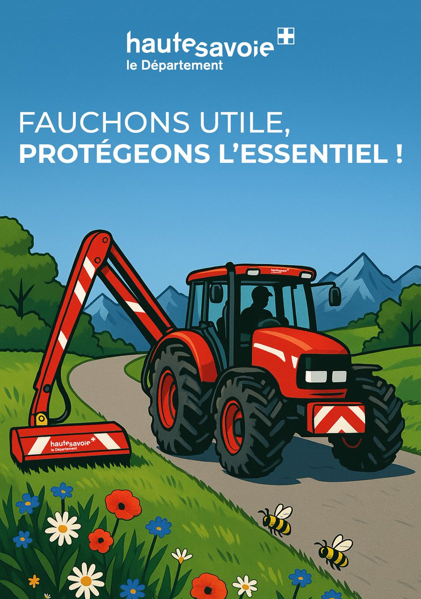 🐝 | Fauchons utile : 𝐩𝐫𝐨𝐭𝐞́𝐠𝐞𝐨𝐧𝐬 𝐥'𝐞𝐬𝐬𝐞𝐧𝐭𝐢𝐞𝐥 !
 
Dans le département, les agents d'exploitation des routes fauchent les abords des routes départementales 𝐥𝐨𝐫𝐬𝐪𝐮𝐞 𝐥𝐚 𝐯𝐞́𝐠𝐞́𝐭𝐚𝐭𝐢𝐨𝐧 𝐚𝐭𝐭𝐞𝐢𝐧𝐭 𝟒𝟎 𝐜𝐦 𝐝𝐞 𝐡𝐚𝐮𝐭𝐞𝐮𝐫.