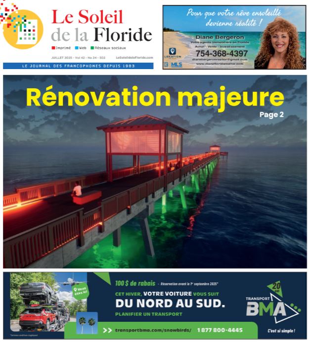 Le Soleil de la Floride de JUILLET est Sorti ! 
lesoleildelafloride.com

- Deerfield Beach se modernise
- Sistrunk, un quartier en devenir
- Statistiques du tourisme - Miami-Dade 2024
- Et bien plus encore
Merci de lire et partager !