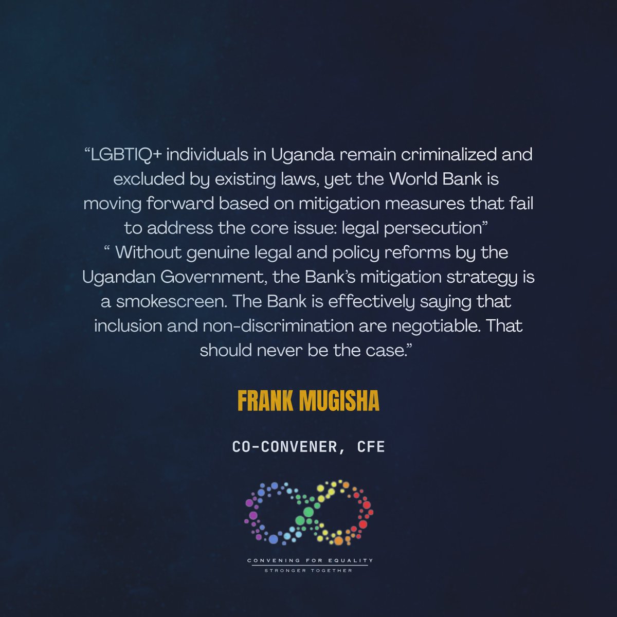 Statement: 
The recent decision by the World Bank to resume lending to Uganda after a two year pause in the wake of the enactment of the Anti-Homosexuality Act is a deeply troubling development.
Link: drive.google.com/file/d/16mbNmR…