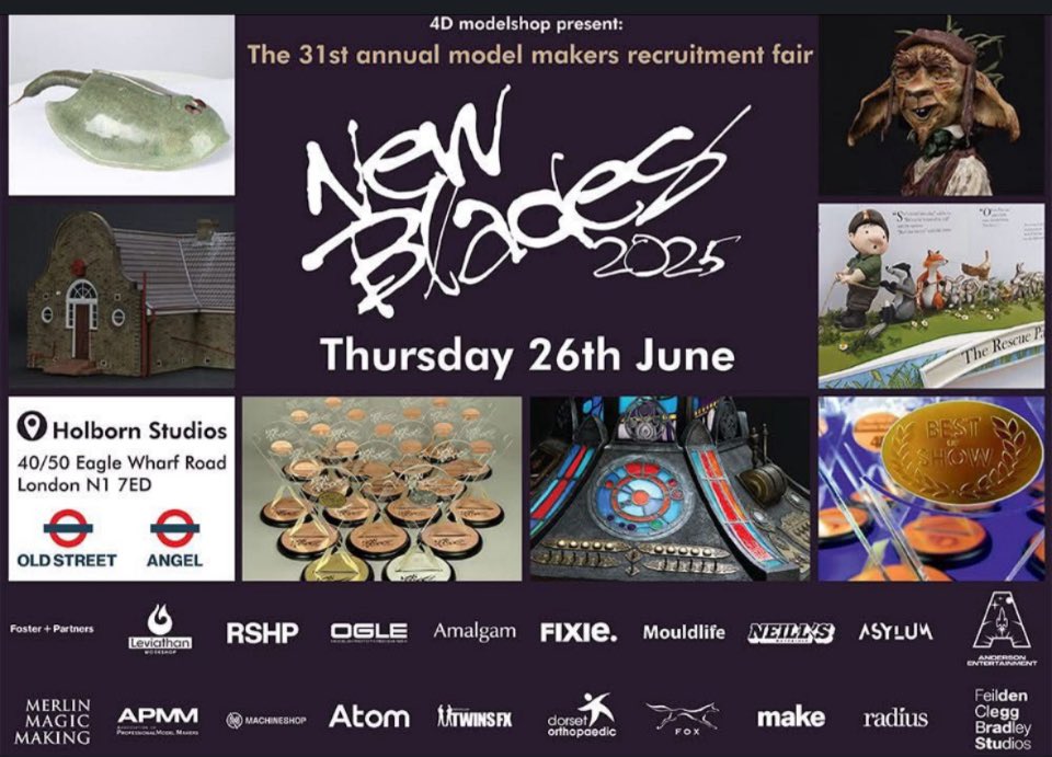 MCLEANA09's tweet photo. 🎉 Good luck to everyone exhibiting at New Blades 2025 – the ultimate model makers recruitment fair – happening this Thursday, 26th June in London!

Check out Stand 51 to see the incredible work of Mhairi McLean
#NewBlades2025 #ModelMaking #Puppetry
#PropMaking https://t.co/E3dlBDMmdF