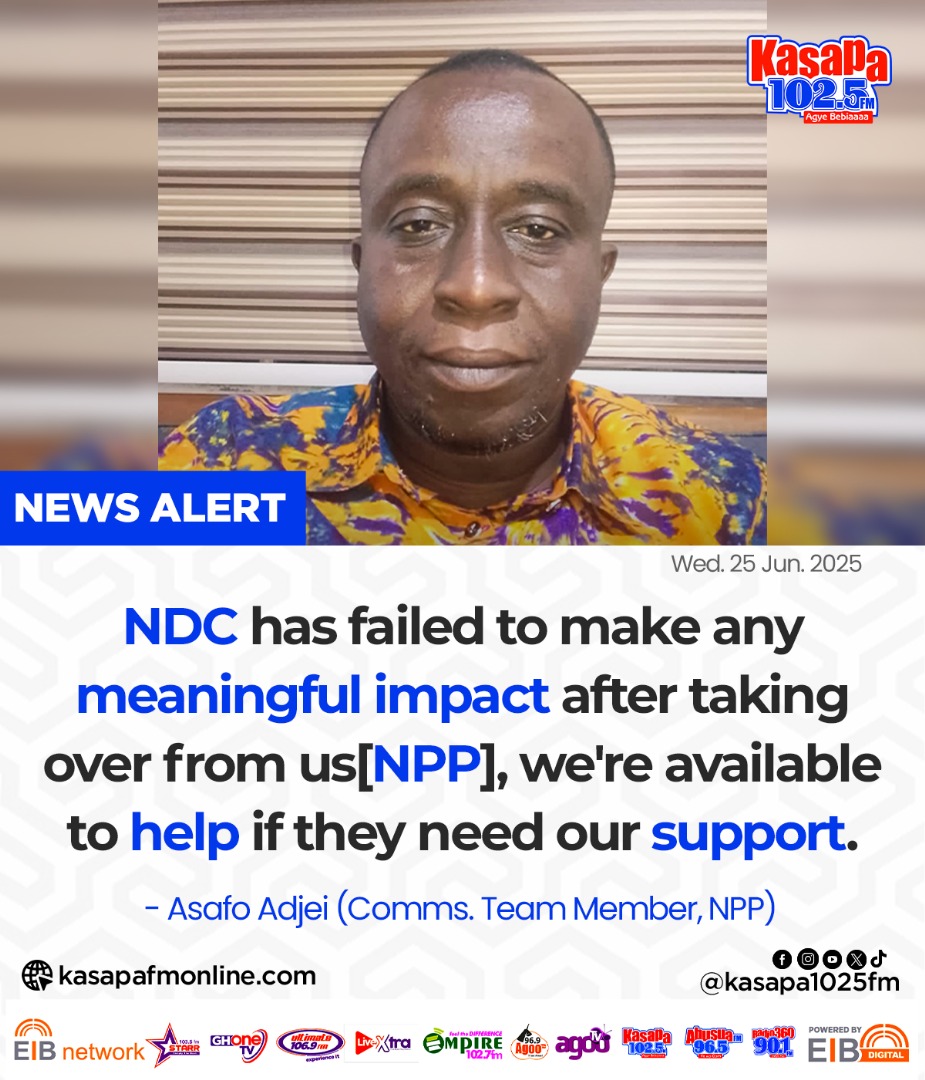 ghonetv's tweet photo. NDC has failed to make any meaningful impact... - Asafo Adjei (Member, NPP Communications Team) 

#GHOneNews #EIBNetwork 
#GHOneTV #NewsAlert 
#KasapaFM https://t.co/0dnHuWL4z9