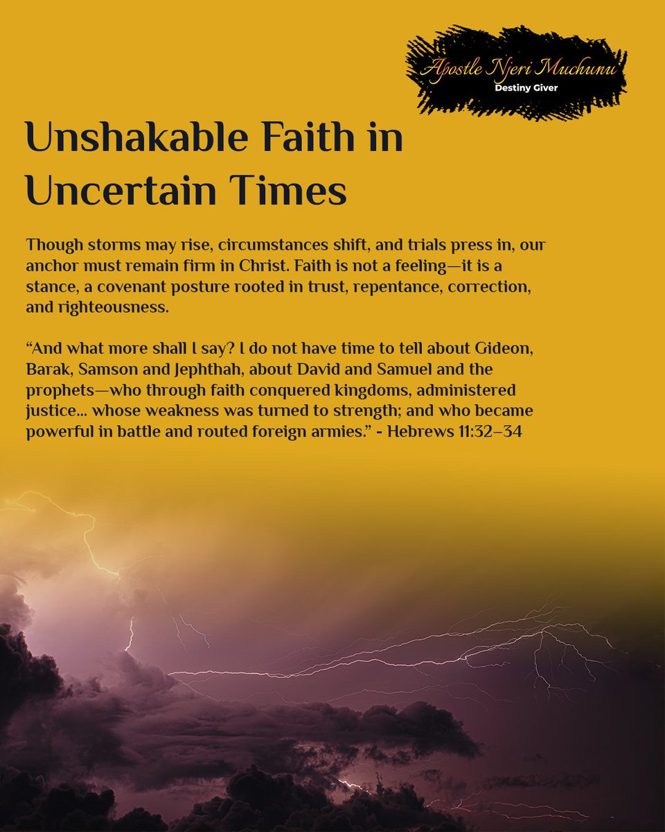 NjeriMuchunu's tweet image. When the days get darker, the faithful stand firmer.
🛡️ Fortify your faith. Uphold repentance.
Hebrews 11:32–40
njerimuchunu.com 📞 +254 (0)741 096 96
#FaithUnshaken #RepentAndReturn #JesusIsComingSoon #StandInRighteousness #wendesday
🔗