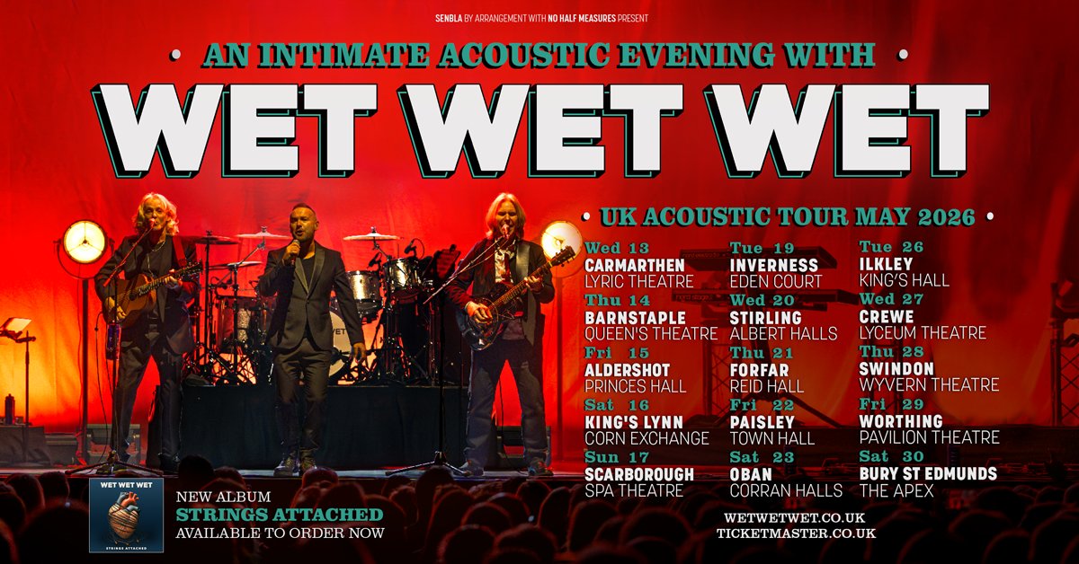 Stereoboard (@stereoboard) on Twitter photo NEW // Folowing the success of their previous shows, <a href="/wetwetwetuk/">Wet Wet Wet</a> will be bringing special, stripped-back reimaginings of their iconic catalogue of hits to venues across the UK in May โ many of which they've NEVER visited before!
Get tickets 10am, July 11 NEW // Folowing the success of their previous shows, <a href="/wetwetwetuk/">Wet Wet Wet</a> will be bringing special, stripped-back reimaginings of their iconic catalogue of hits to venues across the UK in May โ many of which they've NEVER visited before!
Get tickets 10am, July 11